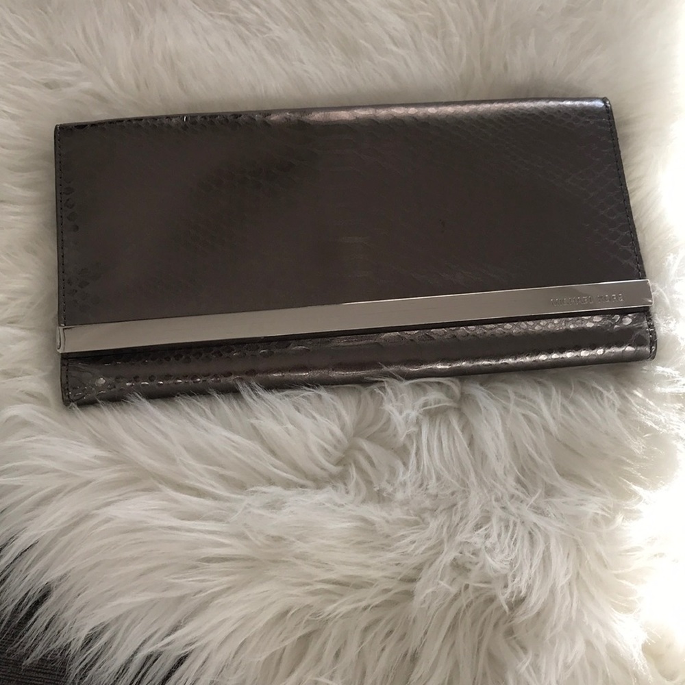MICHAEL KORS clutch purse silver grey very clean